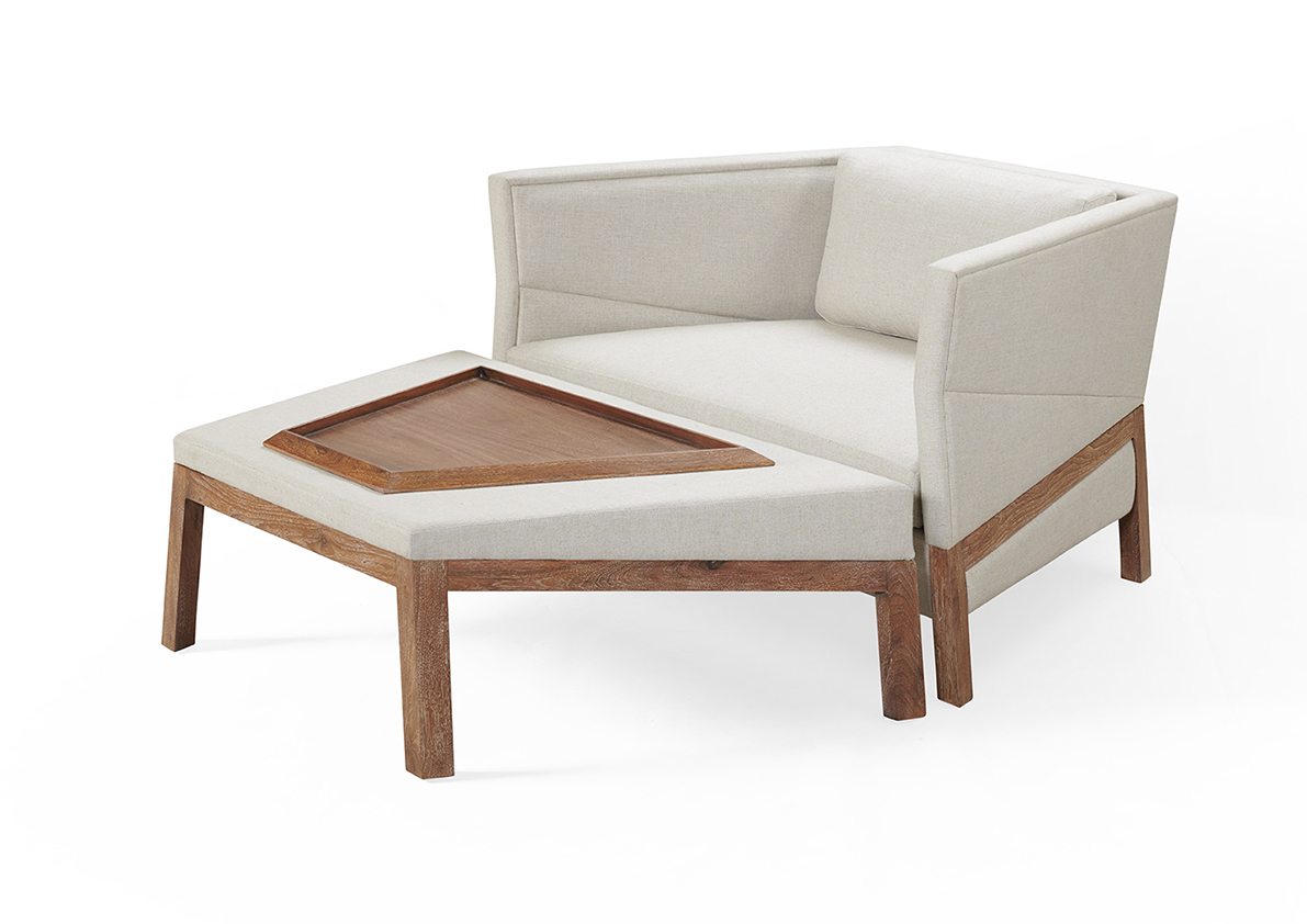  BIAS LOUNGE CHAIR, OTTOMAN & TRAY 